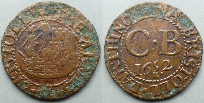 Bristol, city issue 1652 farthing N1467T